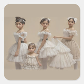 Romantic dancers square sticker