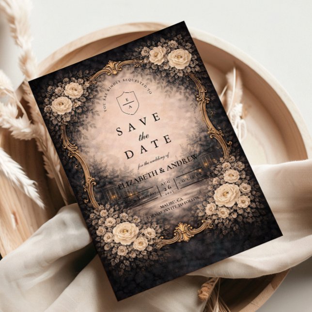 Romantic Dark Baroque Wedding Save The Date (Creator Uploaded)