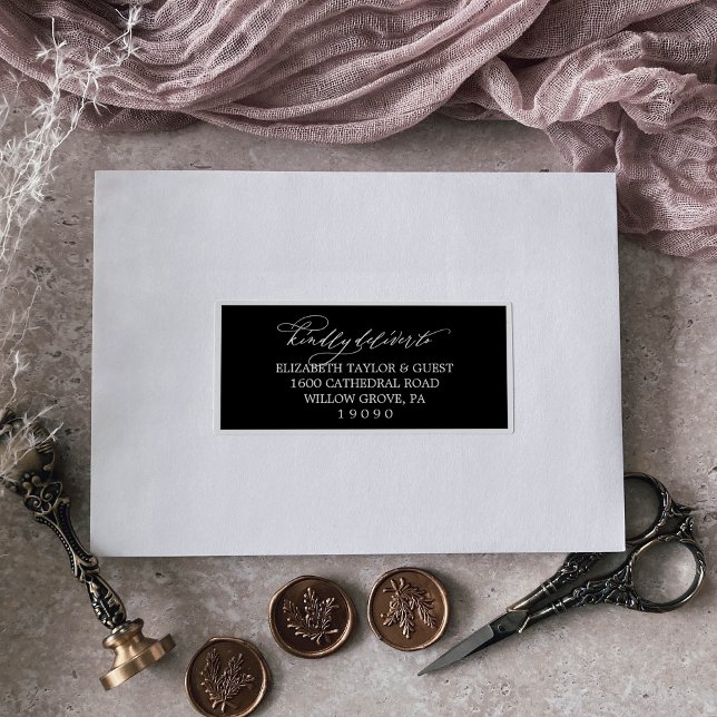 Romantic Dark Black Guest Address Labels (Creator Uploaded)