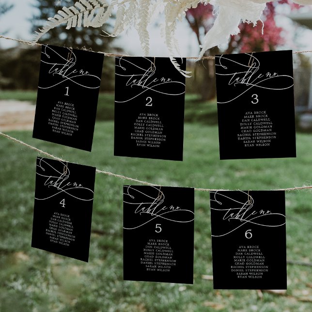 Romantic Dark Black Hanging Seating Chart Card (Creator Uploaded)
