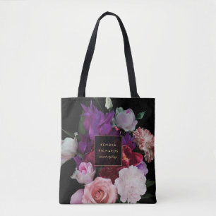 Romantic Dark Florals Personalised Tote Bag