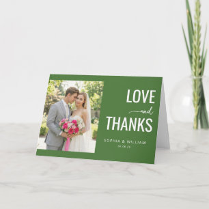 Romantic Dark Green Elegant Photo Collage Thank You Card