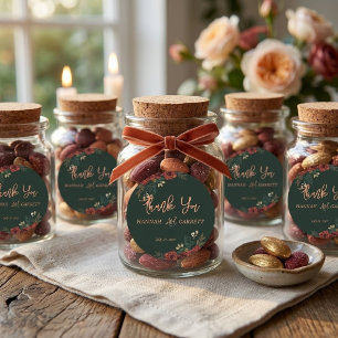 Romantic Dark Green Garden Wedding Classic Round Sticker