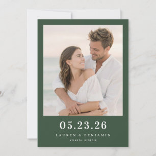 Romantic Dark Green Photo Save The Date