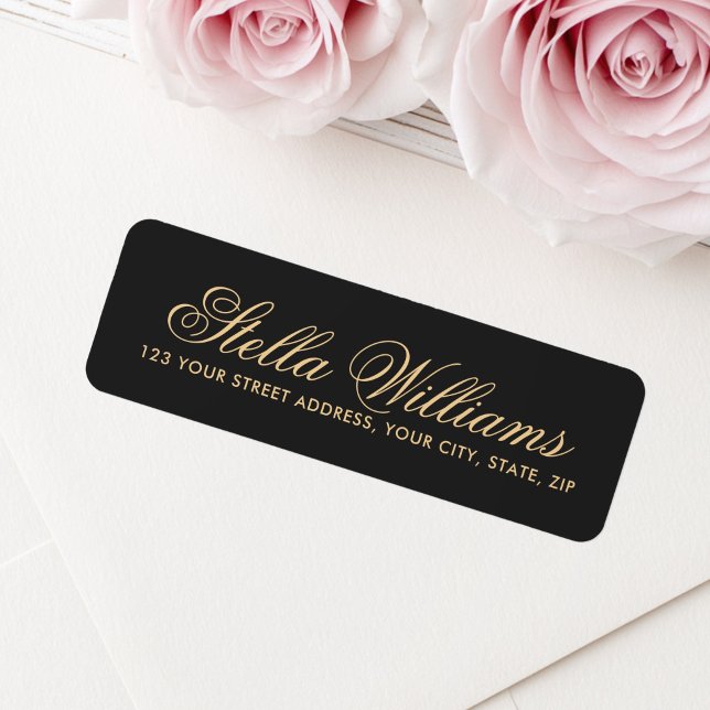Romantic dark grey calligraphy script address (Romantic dark gray calligraphy script address label)