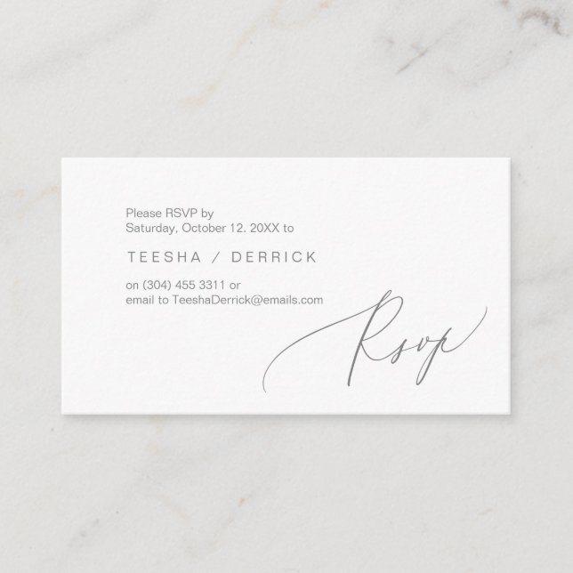 Romantic, Dark Grey, Invitation RSVP, respond (Front)