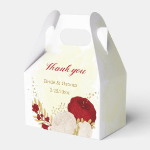 Romantic dark red & white flowers favour box
