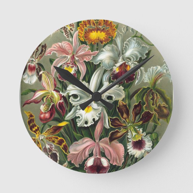 romantic date blossoms rsvp colourful chic round clock (Front)
