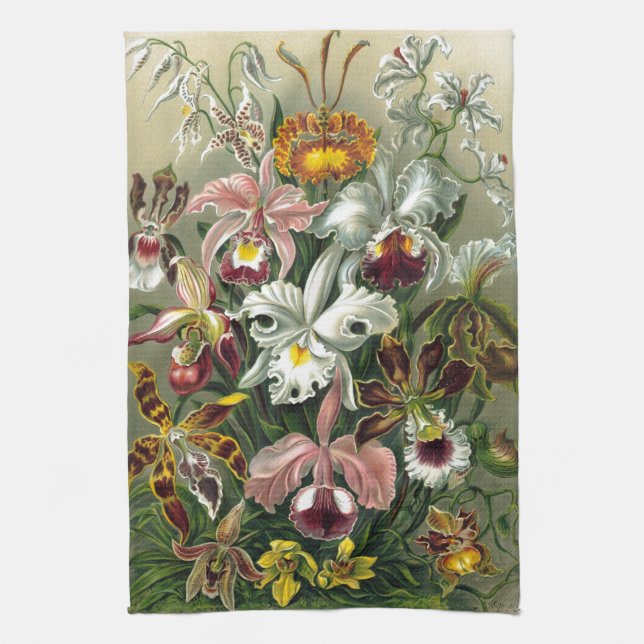 romantic date blossoms rsvp colourful chic tea towel (Vertical)