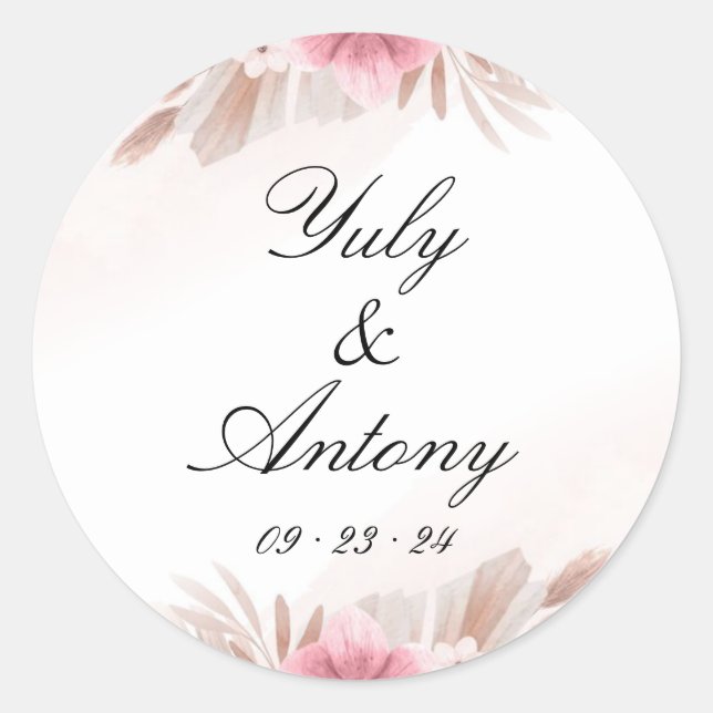 Romantic Decor Dreamy Rose Botanical Envelope Classic Round Sticker (Front)