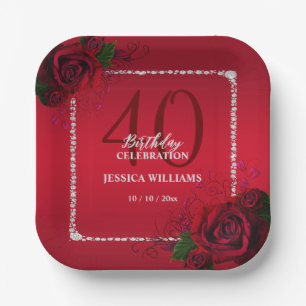 Romantic Decorative Roses Birthday Party Paper Plate