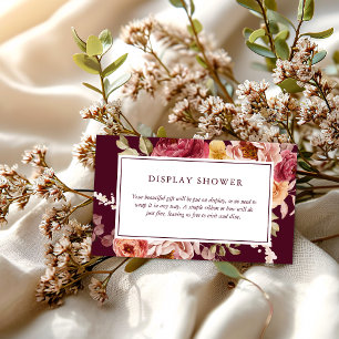 Romantic Deep Burgundy Floral Bridal shower Enclosure Card