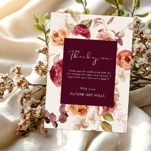 Romantic Deep Burgundy Floral Elegant Thank you Invitation