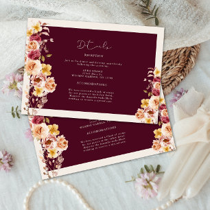 Romantic Deep Burgundy Floral Elegant Wedding Enclosure Card