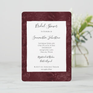 Romantic Deep Red Burgundy Floral Bridal Shower Invitation