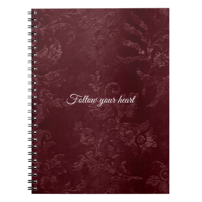 Romantic Deep Red Burgundy Floral   Notebook (Front)