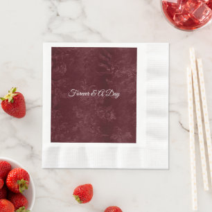Romantic Deep Red Burgundy Floral Wedding Napkin