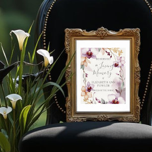 Romantic Delicate Floral Orchids Reserved Seat Poster