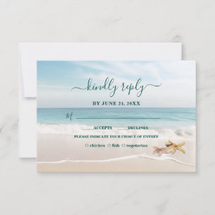 Romantic Destination Kauai Beach Starfish Wedding RSVP Card