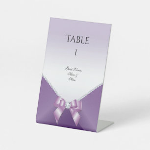 Romantic Diamonds & Bow Birthday Table Number Pedestal Sign