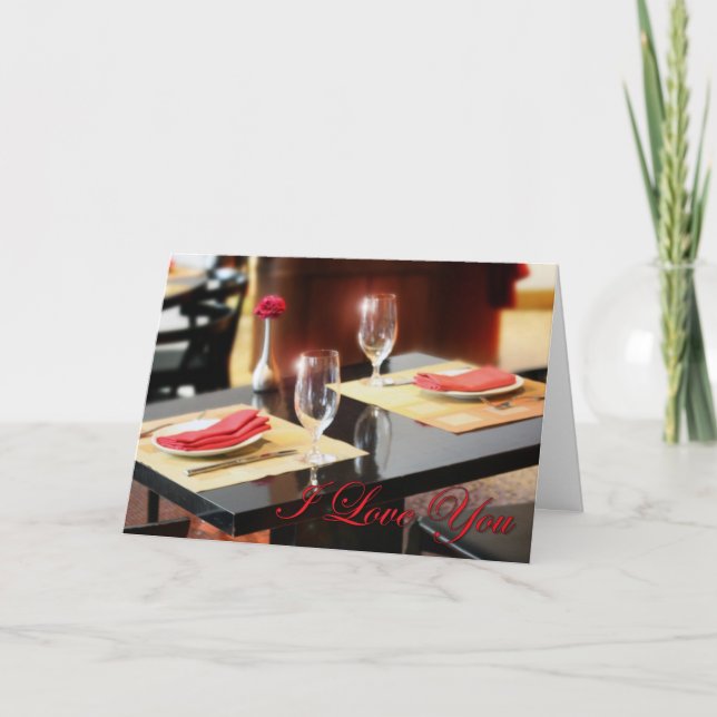 Romantic Dinner for Two Valentine Holiday Card (Front)
