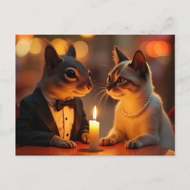 Romantic Dinner Holiday Postcard (Front)