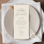 Romantic Dinner Place Setting Thank You Card<br><div class="desc">This is the Modern Romantic script, Place Setting Thank You Cards, in dark grey and cream themed. Share the love and show your appreciation to your family and friends, when they sit down at their seat and read this personalised charming thank you place setting card. It's a wonderful way to...</div>