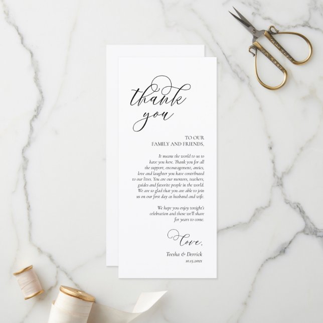 Romantic Dinner Place Setting Thank You Card (Front/Back In Situ)