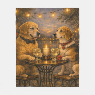 Romantic Dog Dinner Fleece Blanket