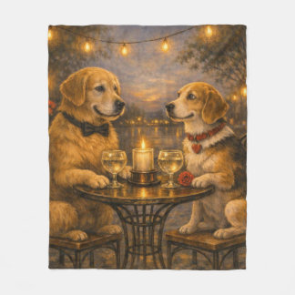 Romantic Dog Dinner Fleece Blanket