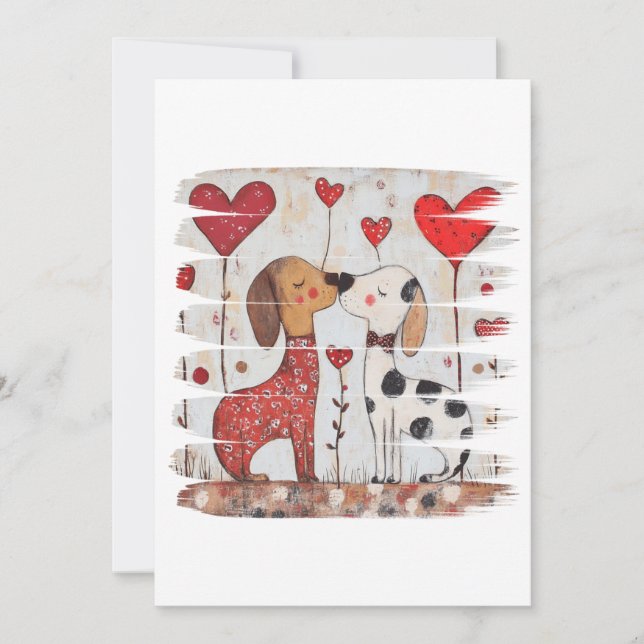 Romantic Dogs with Heart Balloons Invitation (Front)