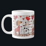 Romantic Dogs with Heart Balloons Large Coffee Mug<br><div class="desc">Romantic Dogs with Heart Balloons, Two cartoon-style dogs share a moment surrounded by heart-shaped balloons. The background features a rustic wood texture. Dog, romance, balloons, cartoon, love, cute, rustic, background, moment, cartoon style, heart-shaped, rustic wood background, whimsical, cute, adorable, love, couple, affection, valentine, pet love, canine companions, friendship, celebration, cozy,...</div>