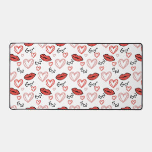 Romantic Doodles Pattern Desk Mat