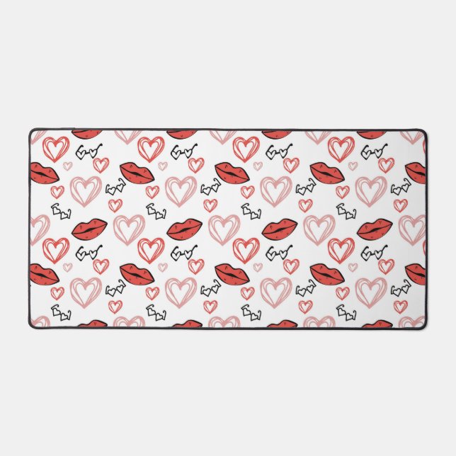 Romantic Doodles Pattern Desk Mat (Front)