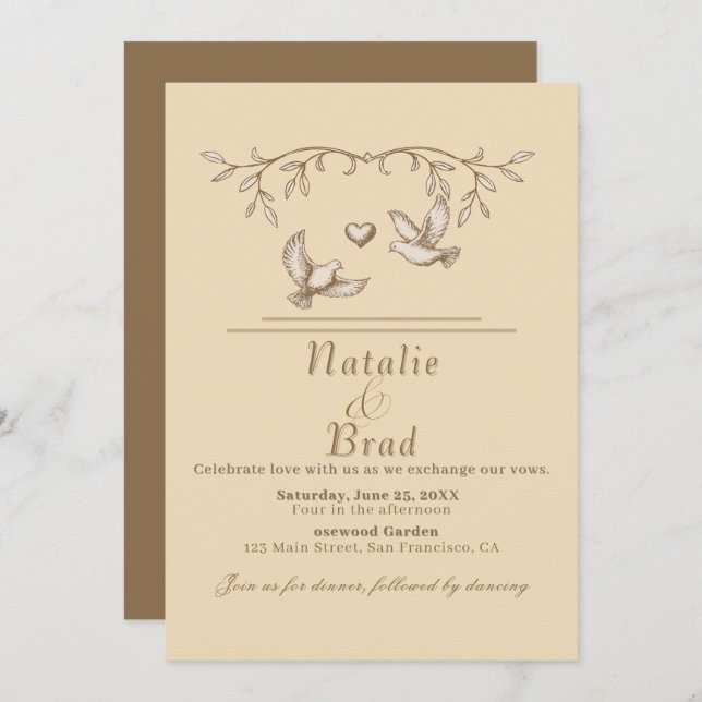 Romantic Dove Wedding Invitation  (Front/Back)