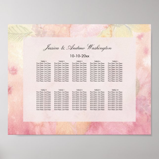 Romantic Dreamy Blossom Wedding Seating Chart (Front)