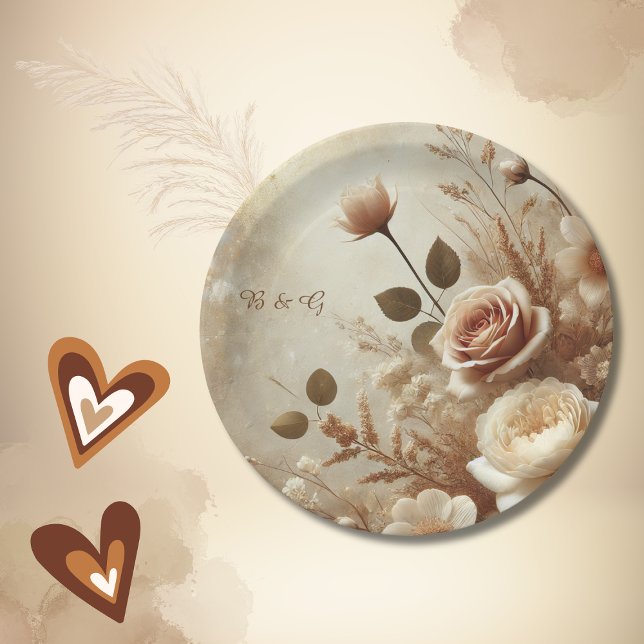Romantic Dreamy Floral Wedding  Paper Plate (Creator Uploaded)