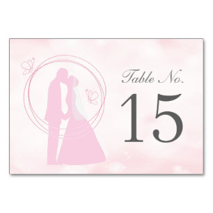 Romantic Dreamy Pink Wedding Couple Table Card