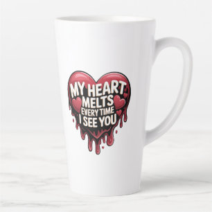 Romantic Dripping Heart Design Latte Mug