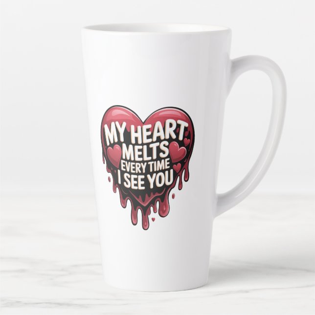 Romantic Dripping Heart Design  Latte Mug (Right)