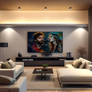 Romantic Duet Singers Colourful Lighting Canvas Print