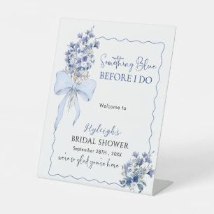 Romantic Dusty Blue Before I Do Bridal Shower  Pedestal Sign