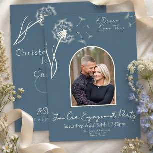 Romantic Dusty Blue Dandelion Photo Engagement