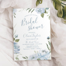Romantic dusty blue floral Bridal Shower