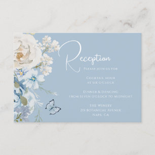 Romantic Dusty Blue Floral Reception Wedding Enclosure Card