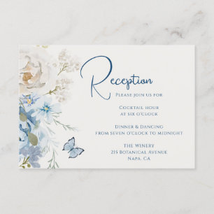 Romantic Dusty Blue Floral Reception Wedding Enclosure Card
