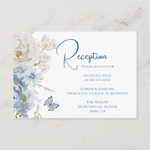 Romantic Dusty Blue Floral Reception Wedding Enclosure Card