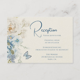 Romantic Dusty Blue Floral Reception Wedding Enclosure Card