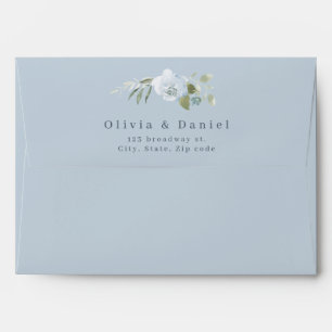 Romantic dusty blue floral return address envelope
