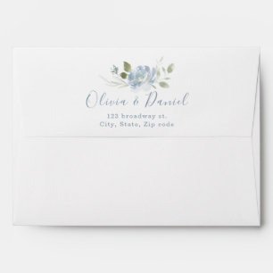 Romantic dusty blue floral return address envelope